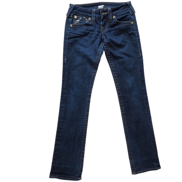 True Religion Billy Gold Foil Flap Pocket Straight Jeans 26X32 - Picture 4 of 12